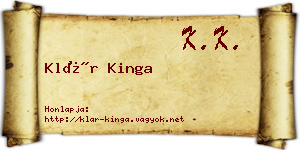 Klár Kinga névjegykártya
