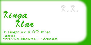 kinga klar business card